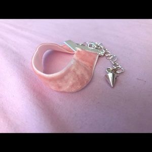 Pink velvet handmade bracelet for girls.